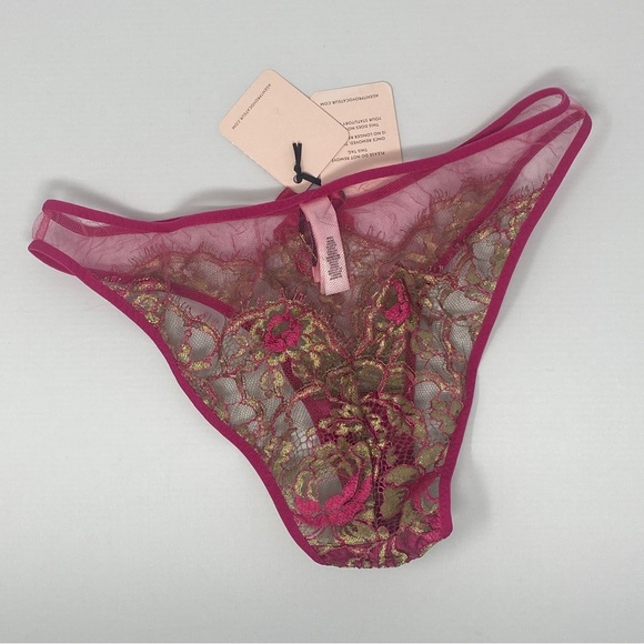 Agent Provocateur Lysianne Gold Fuchsia Brief AP2 Small NWT $215 - Picture 8 of 11
